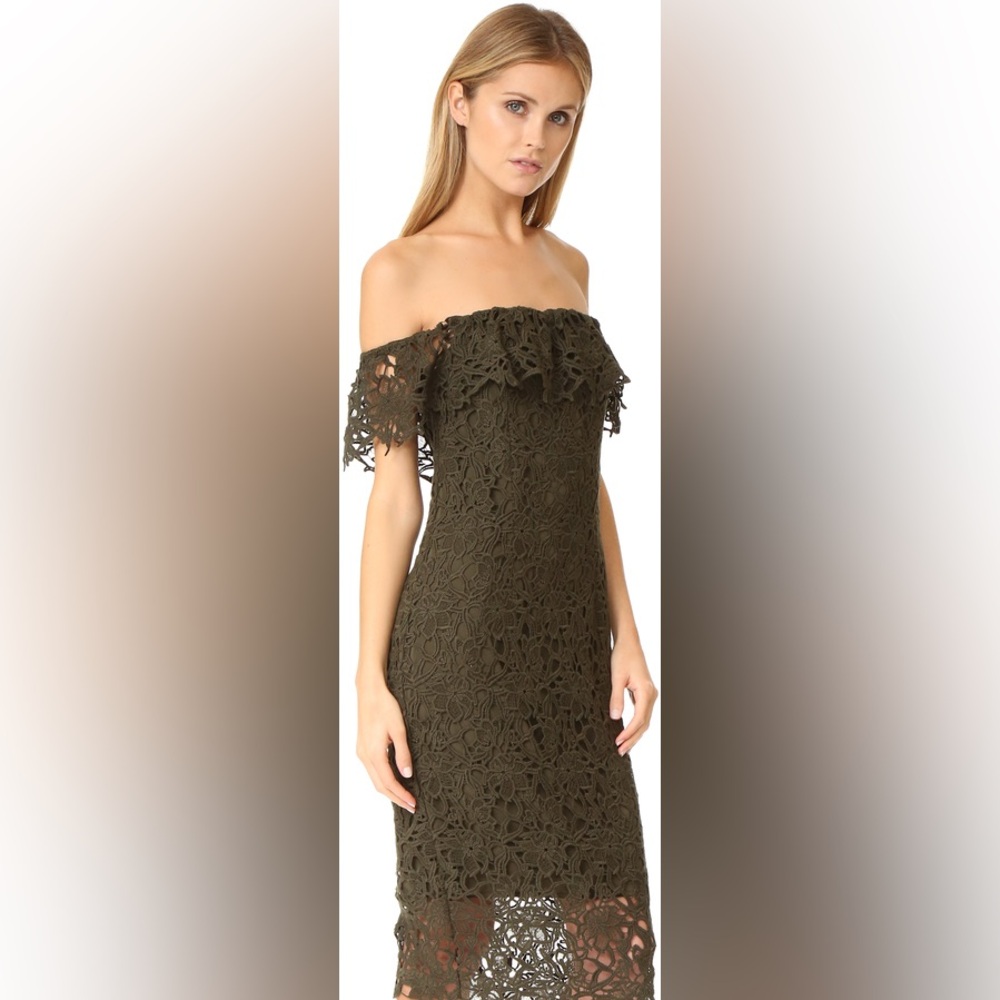 EUC Style Stalker Women’s Thalia Dress Elegant Crocheted NWT Size Medium (Olive) - Picture 15 of 16
